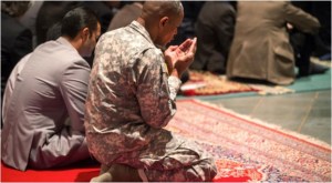 Muslim Solider Praying at the National Cathedral